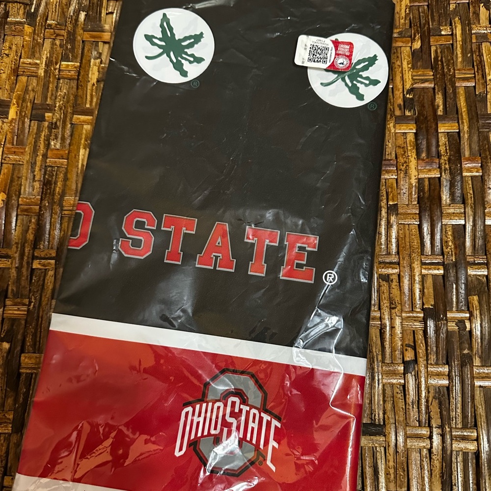Ohio State Buckeyes NCAA Sports Plastic Table Cloth  54" x 108" Tailgate Party